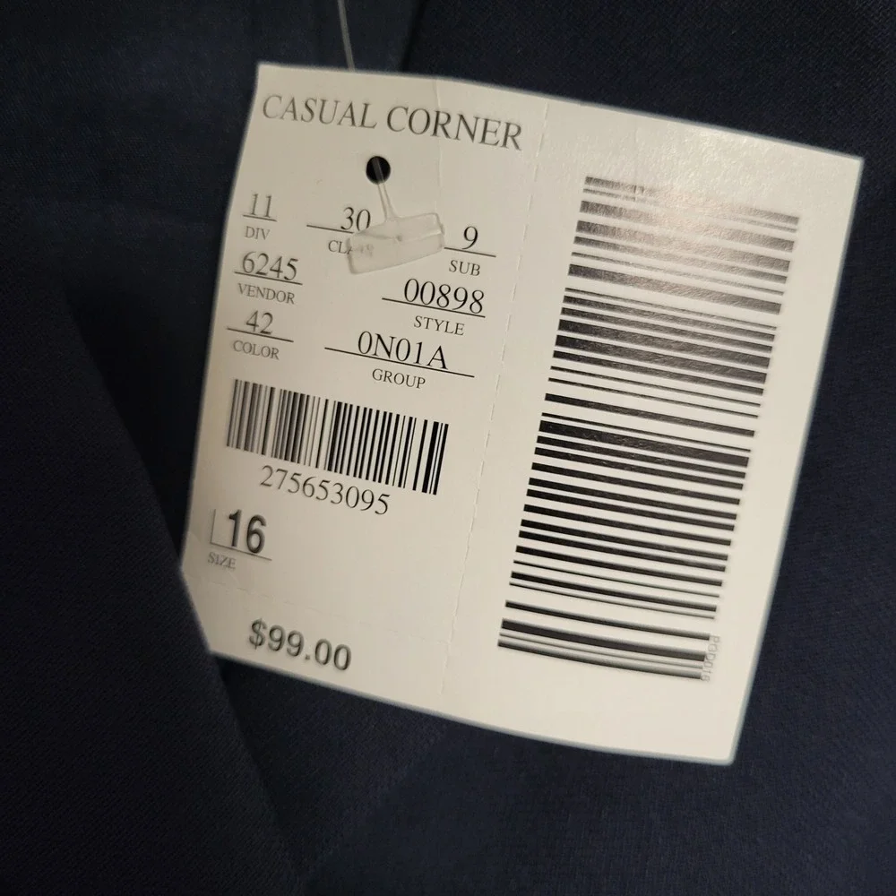 NWT‎ Casual Corner Collectibles Navy Blue 3-Button Blazer Jacket Size 16